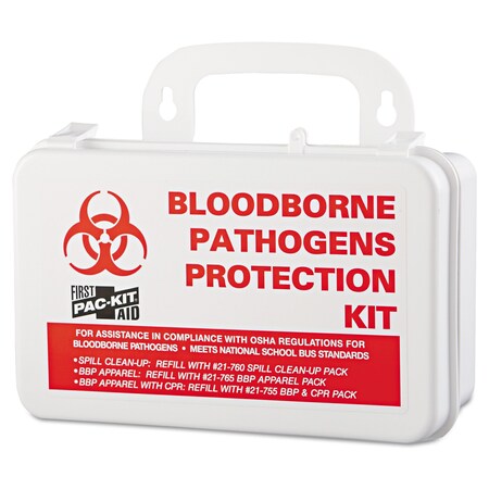 Pac-Kit Small Bloodborne Pathogen Kit, Plastic Case, 4.5"H x 7.5"W x 2.75"D 3060